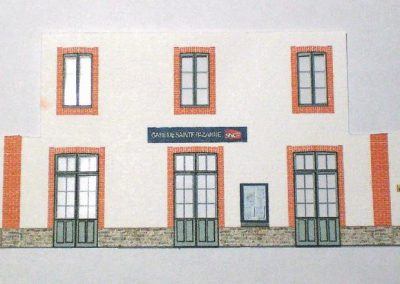 11-Ensemble de transparents papier découpé. Remarquez qu’il vous faudra séparer les portes des annexes du corps principal pour ménager le passage ultérieur des grands pignons du corps central.