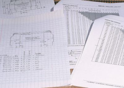2-Les feuillets Morop des normes 103 et 112 et les croquis de l’auteur avec les calculs bien utiles pour la réalisation des gabarits RMF.